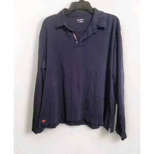 UNTUCKit Navy Damaschino Polo Shirt Men's L Cotton Long Sleeve| Preppy Versatile